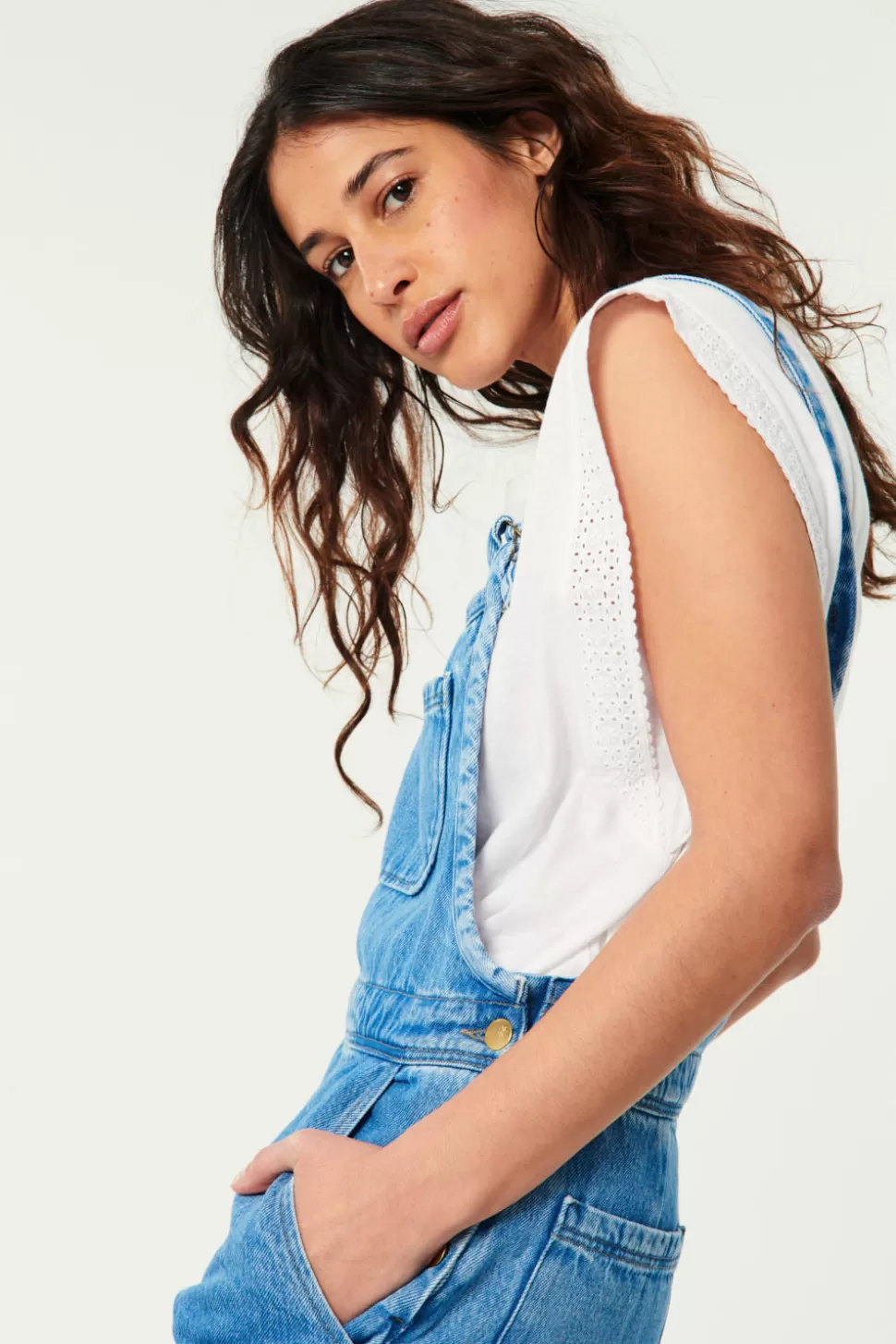 Pantalon combinaison Lali Bleu Vintage - Coupe intempérable Des Petits Hauts pour un style décontracté chic