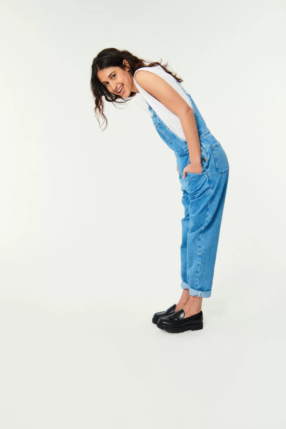 Pantalon combinaison Lali Bleu Vintage - Coupe intempérable Des Petits Hauts pour un style décontracté chic