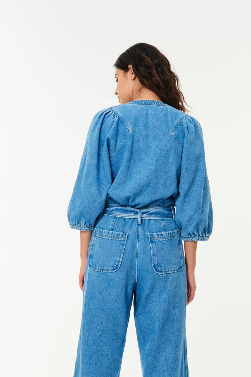 Combinaison pantalon Larry - Bleu vieilli délavé - Ensemble deux pièces intemporel par Des Petits Hauts | Prêt-à-porter