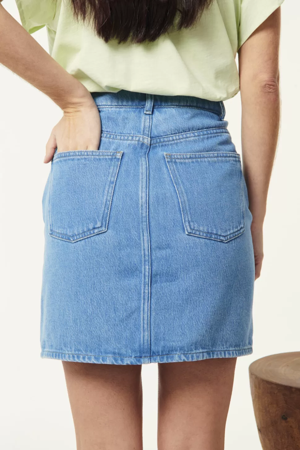 Jupe Longue Loubaba en Denim Rétro - Bleu Indigo Dégradé par Des Petits Hauts | Coupe Bohème Années 90 avec Poches Cintrées