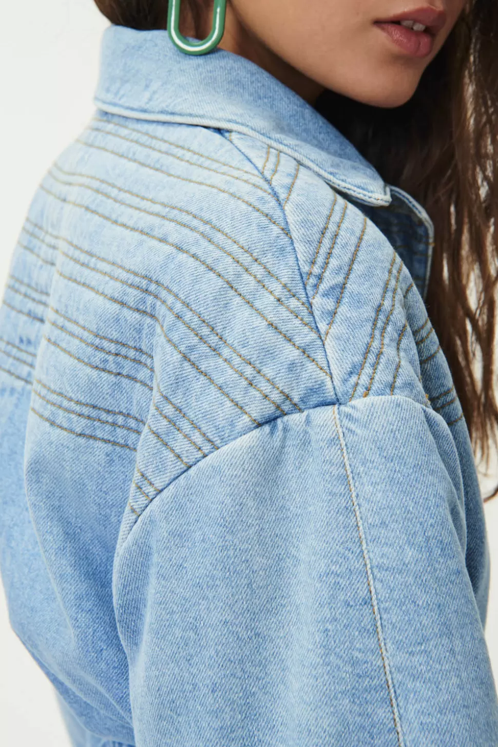 Manteau Natali Bleu Rétro - Veste Longue Élégante des Petits Hauts (Prêt-à-Porter Décontracté)