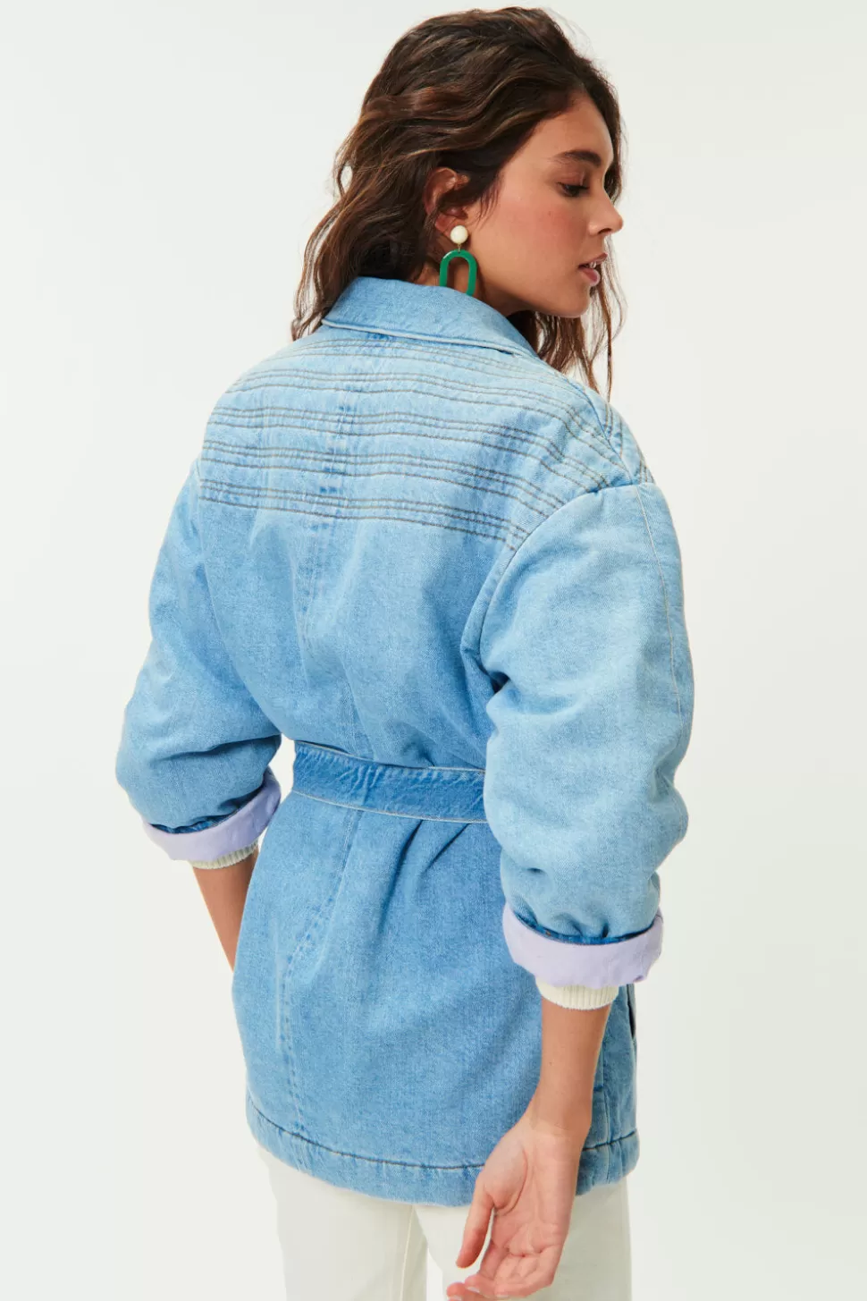 Manteau Natali Bleu Rétro - Veste Longue Élégante des Petits Hauts (Prêt-à-Porter Décontracté)