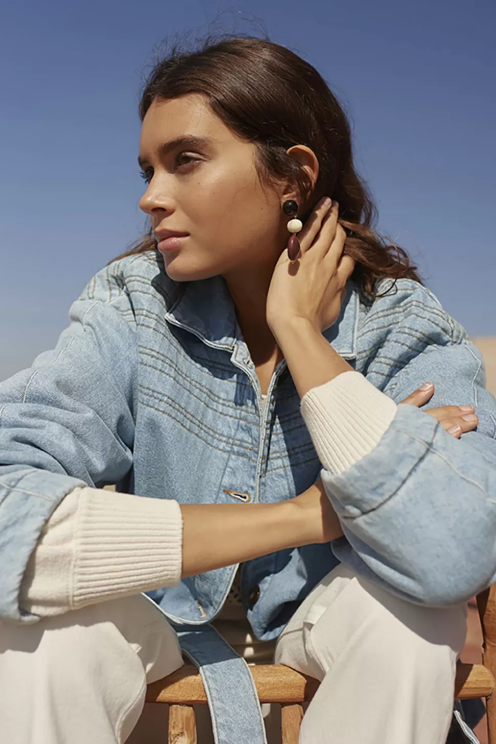 Manteau Natali Bleu Rétro - Veste Longue Élégante des Petits Hauts (Prêt-à-Porter Décontracté)