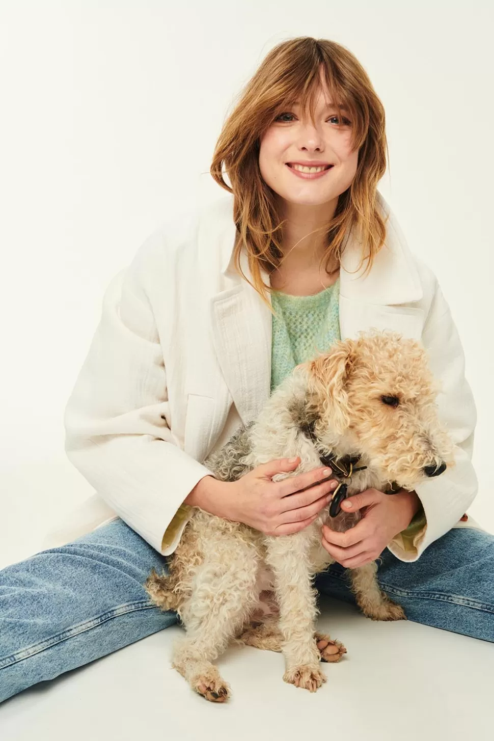Des Petits Hauts - Veste longue Néva en laine douce, couleur crème - Élégance urbaine
