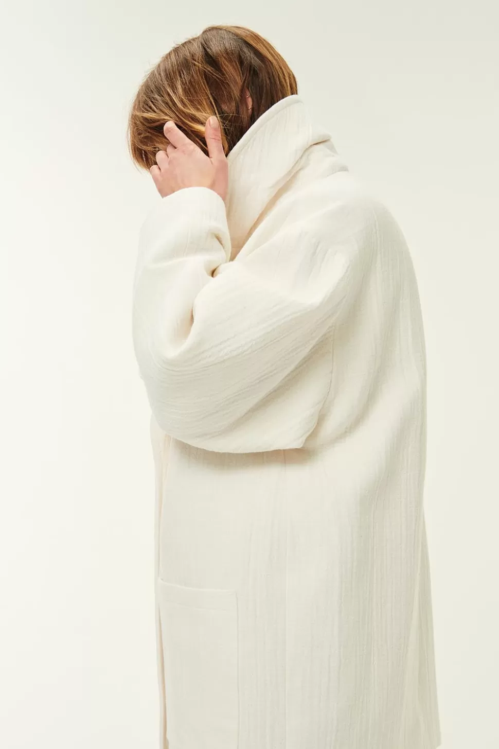 Des Petits Hauts - Veste longue Néva en laine douce, couleur crème - Élégance urbaine