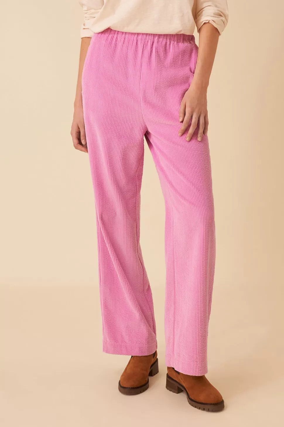 Pantalon droit Timousse en guimauve - Tailleur 38/40 par Des Petits-Hauts, coupe ajustée pour un confort quotidien