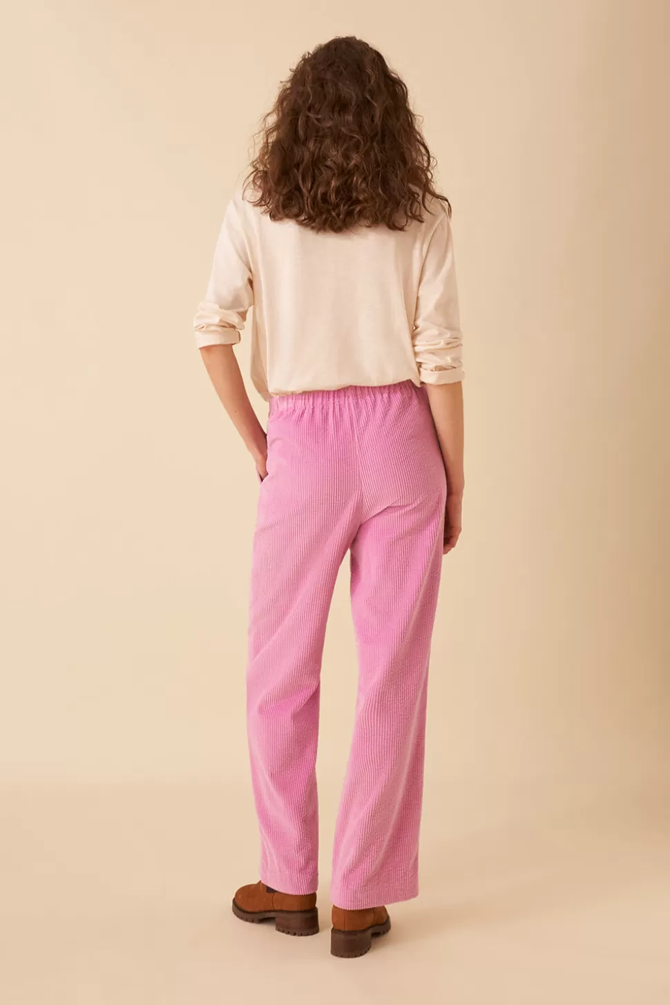 Pantalon droit Timousse en guimauve - Tailleur 38/40 par Des Petits-Hauts, coupe ajustée pour un confort quotidien