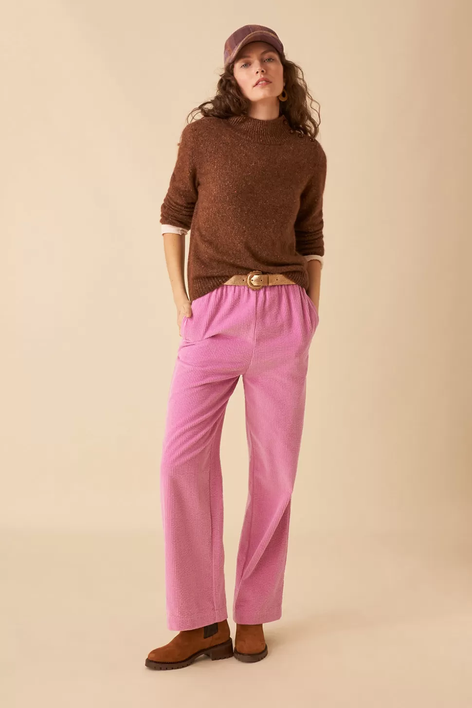 Pantalon droit Timousse en guimauve - Tailleur 38/40 par Des Petits-Hauts, coupe ajustée pour un confort quotidien