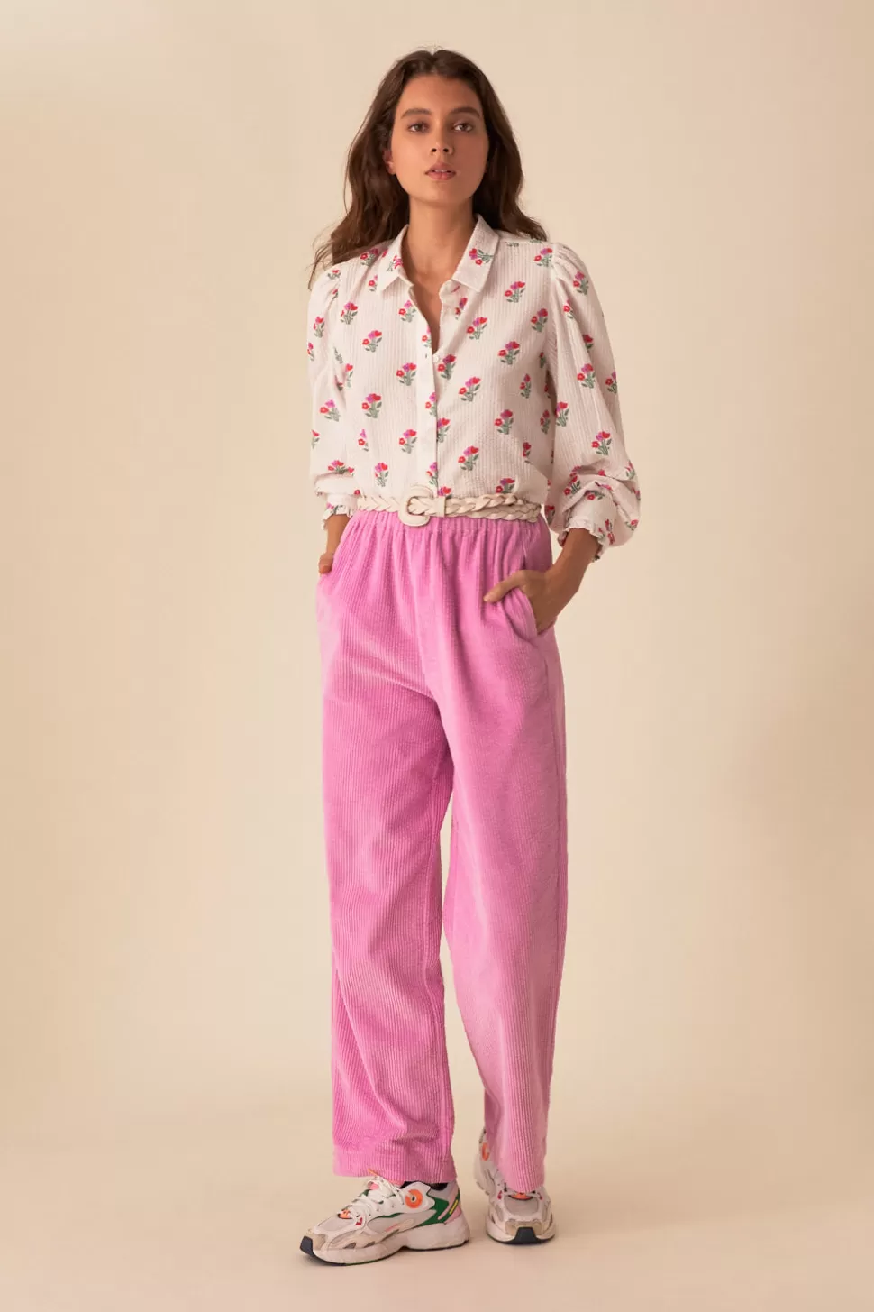 Pantalon droit Timousse en guimauve - Tailleur 38/40 par Des Petits-Hauts, coupe ajustée pour un confort quotidien