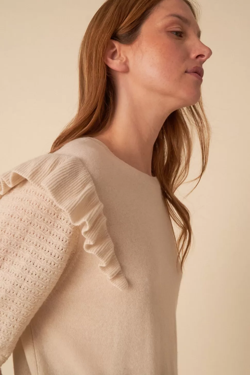 Pull Ariane en laine crème - Taille 40/3 - Collection confortable Des Petits Hauts
