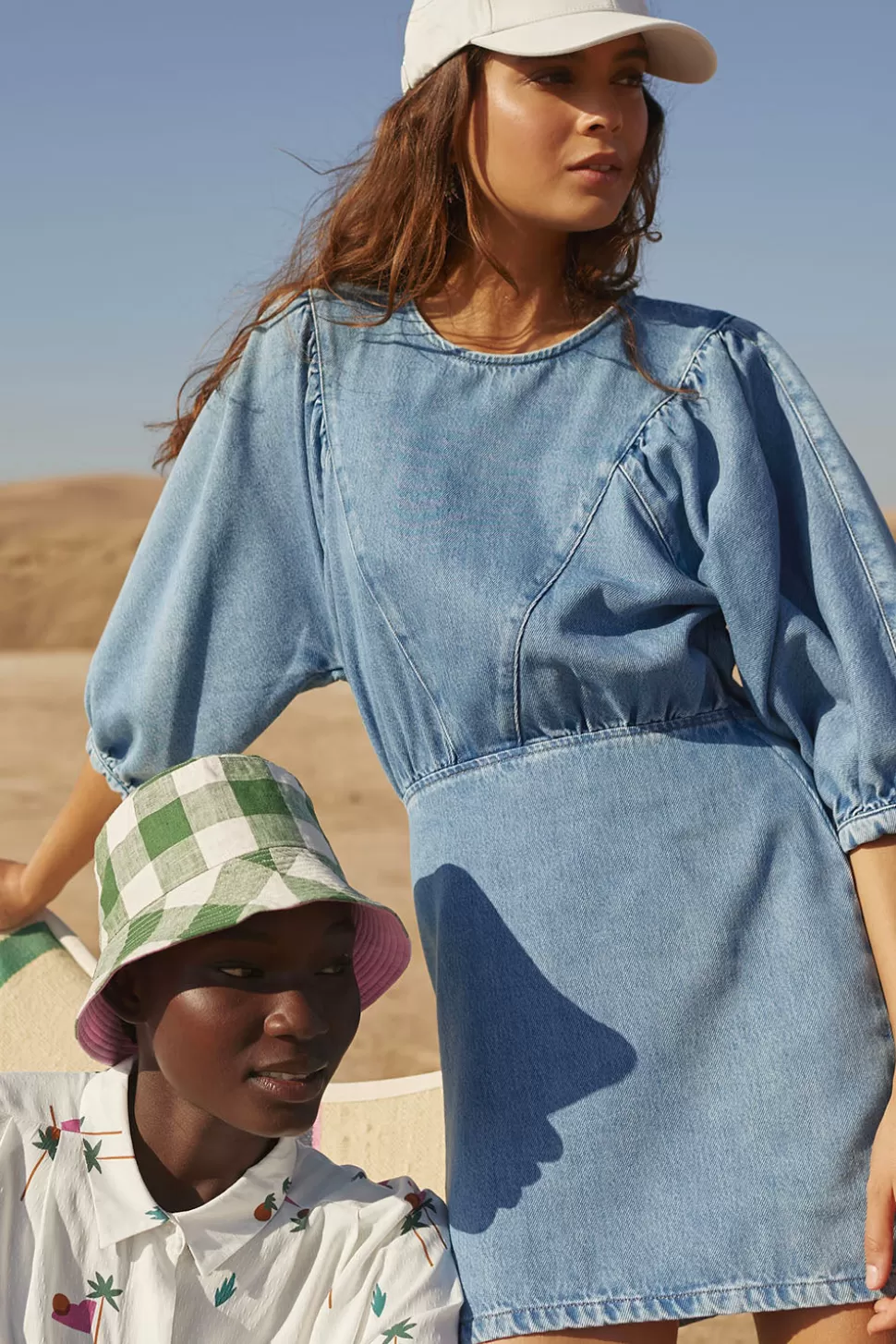 Robe Courte Femme Bleu Vintage - Détails Brodés Des Petits Hauts, Style Rétro Chic