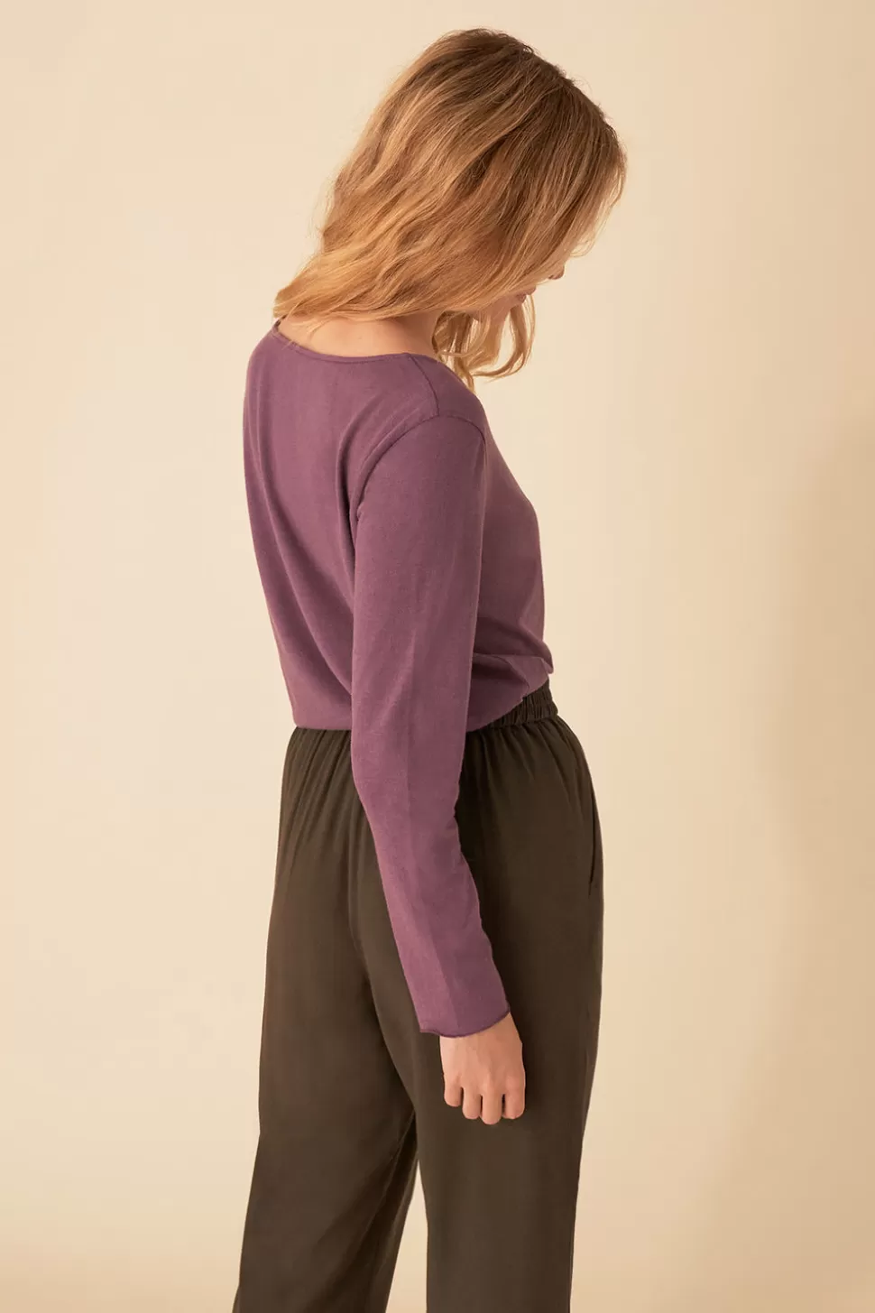T-shirt décontracté Gatsby à col rond - Taille 0 (34 ans) - des Petits Hauts - Violet lavande - Style rétro avec élégance discrète